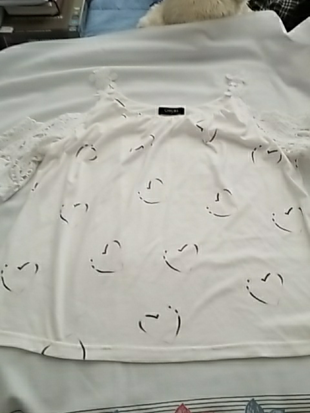 White Cold-Shoulder Heart Cutout Tunic Top